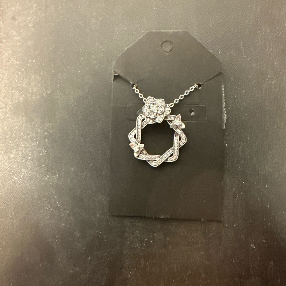 Source Unknown Silver Necklace with Crystal Details